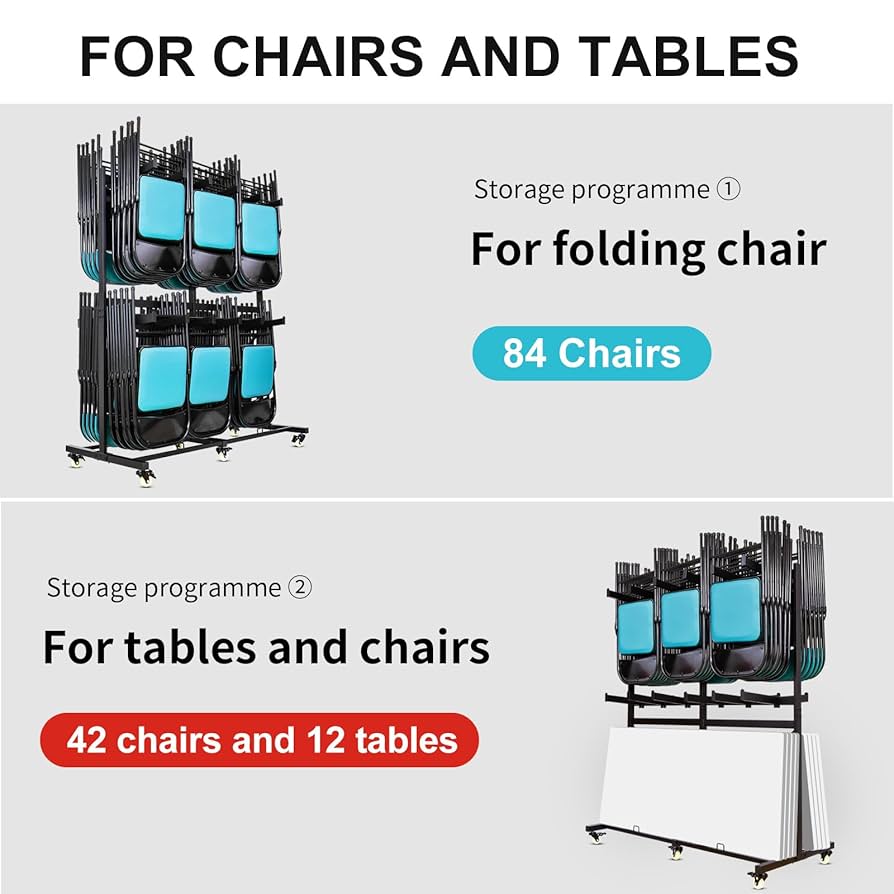 Amazon.com: Heavy-Duty Folding Chair Cart with Storage Rack